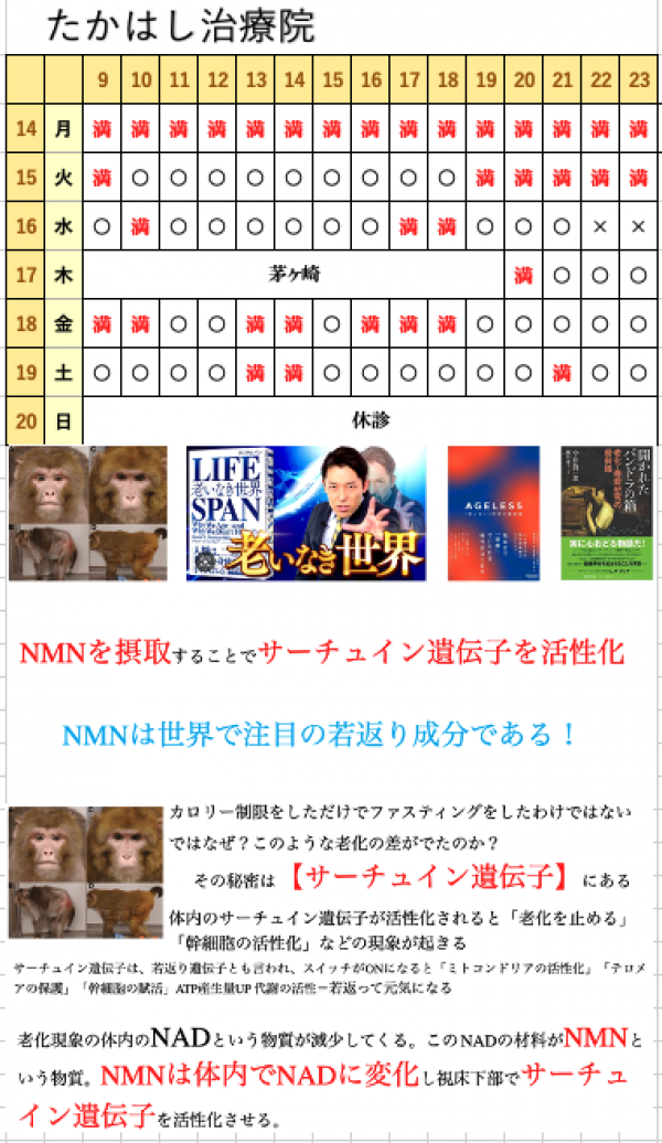 8月14日（月）〜8月20日（日）の予約状況サムネイル